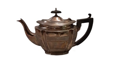 Lot 535 - A SILVER BACHELORS TEAPOT, with fluted &...