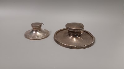 Lot 466 - TWO STERLING SILVER CAPSTAN INKWELLS, one with...