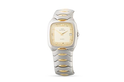 Lot 381 - A GLYCINE STAINLESS STEEL WRISTWATCH, square...