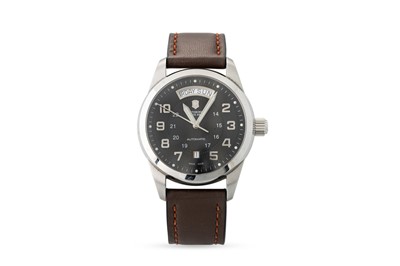 Lot 385 - A VICTORNOX AUTOMATIC WRISTWATCH, grey dial,...