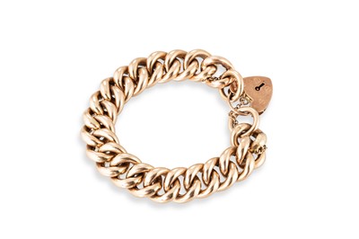 Lot 200 - A VINTAGE 9CT ROSE GOLD FLAT CURB LINK...