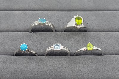 Lot 1 - A COLLECTION OF FIVE GEMSTONE/STONESET SET...