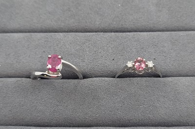 Lot 18 - TWO GEMSTONE RINGS, gemstone and diamond set...