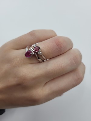 Lot 28 - TWO GEMSTONE RINGS, gemstone and diamond set...