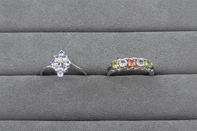 Lot 49 - TWO MULTI GEMSET RINGS, one mounted in 9 ct...