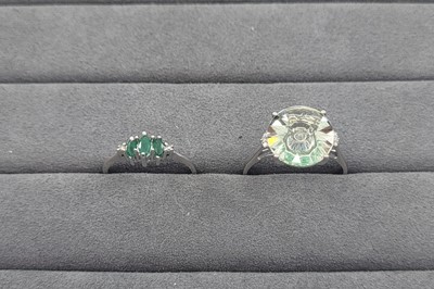 Lot 91 - TWO GEMSET RINGS, set with green quartz,...