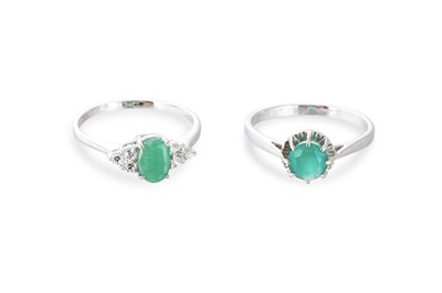 Lot 94 - TWO GEMSET/STONESET RINGS, one set with cz,...