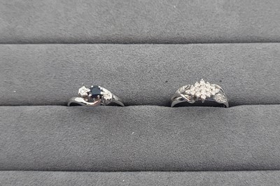 Lot 105 - A DIAMOND CLUSTER RING, together with a...