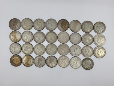 Lot 431 - A COLLECTION OF 30 X ENGLISH 2/6 50% SILVER...