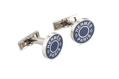 Lot 225 - A PAIR OF HERMÉS PARIS CUFFLINKS, in a pouch