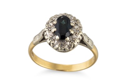 Lot 297 - A VINTAGE 18CT GOLD RING, set with sapphire,...