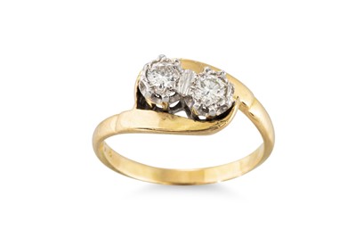 Lot 274 - A VINTAGE TWO STONE DIAMOND RING, of...