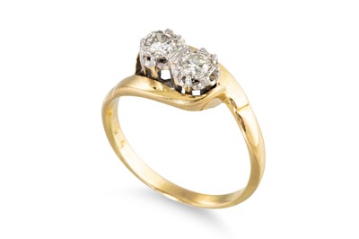 Lot 274 - A VINTAGE TWO STONE DIAMOND RING, of...