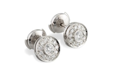 Lot 280 - A PAIR OF TIFFANY DIAMOND CLUSTER EARRINGS,...
