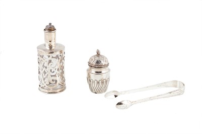 Lot 578 - A GEORGE III SILVER BRIGHT CUT SUGAR TONGS,...