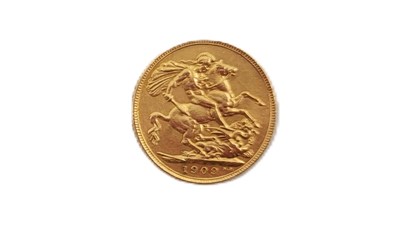 Lot 422 - AN EDWARD VII FULL GOLD SOVEREIGN ENGLISH COIN,...