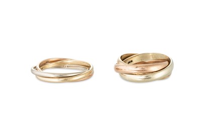 Lot 81 - TWO 9CT THREE COLOUR GOLD RUSSIAN STYLE TRIPLE...