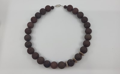 Lot 83 - TWO BEADED NECKLACES, with silver spacers
