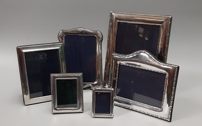 Lot 462 - SIX VARIOUS SILVER PHOTO FRAMES, various sizes...