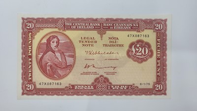 Lot 406 - A £20 LADY LAVERY IRISH BANKNOTE, 6-1-75 EF