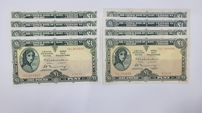 Lot 408 - EIGHT £1 LADY LAVERY IRISH BANKNOTES, 1952,...