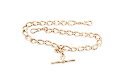 Lot 343 - AN ANTIQUE 9CT ROSE GOLD CURB LINK DOUBLE...