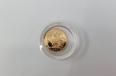 Lot 444 - A 1980 GOLD PROOF HALF SOVEREIGN ENGLISH COIN,...