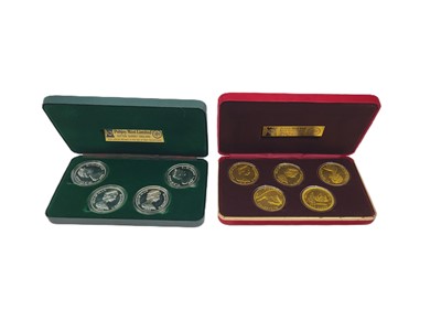 Lot 446 - A TOTAL OF NINE ISLE OF MAN SILVER CROWN COINS,...
