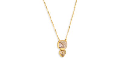 Lot 70 - A DIAMOND SET PENDANT, the rose cut opaque...