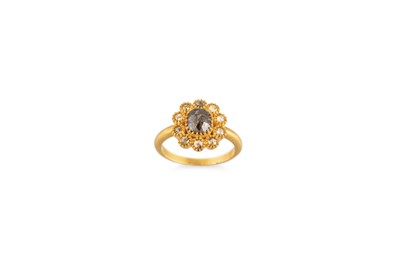 Lot 131 - A DIAMOND CLUSTER RING, the opaque rose cut...