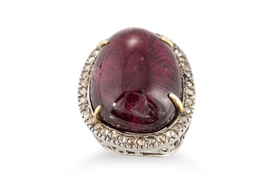 Lot 137 - A LARGE TOURMALINE AND DIAMOND CLUSTER RING,...
