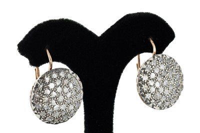 Lot 304 - A PAIR OF DIAMOND CLUSTER DROP EARRINGS, the...