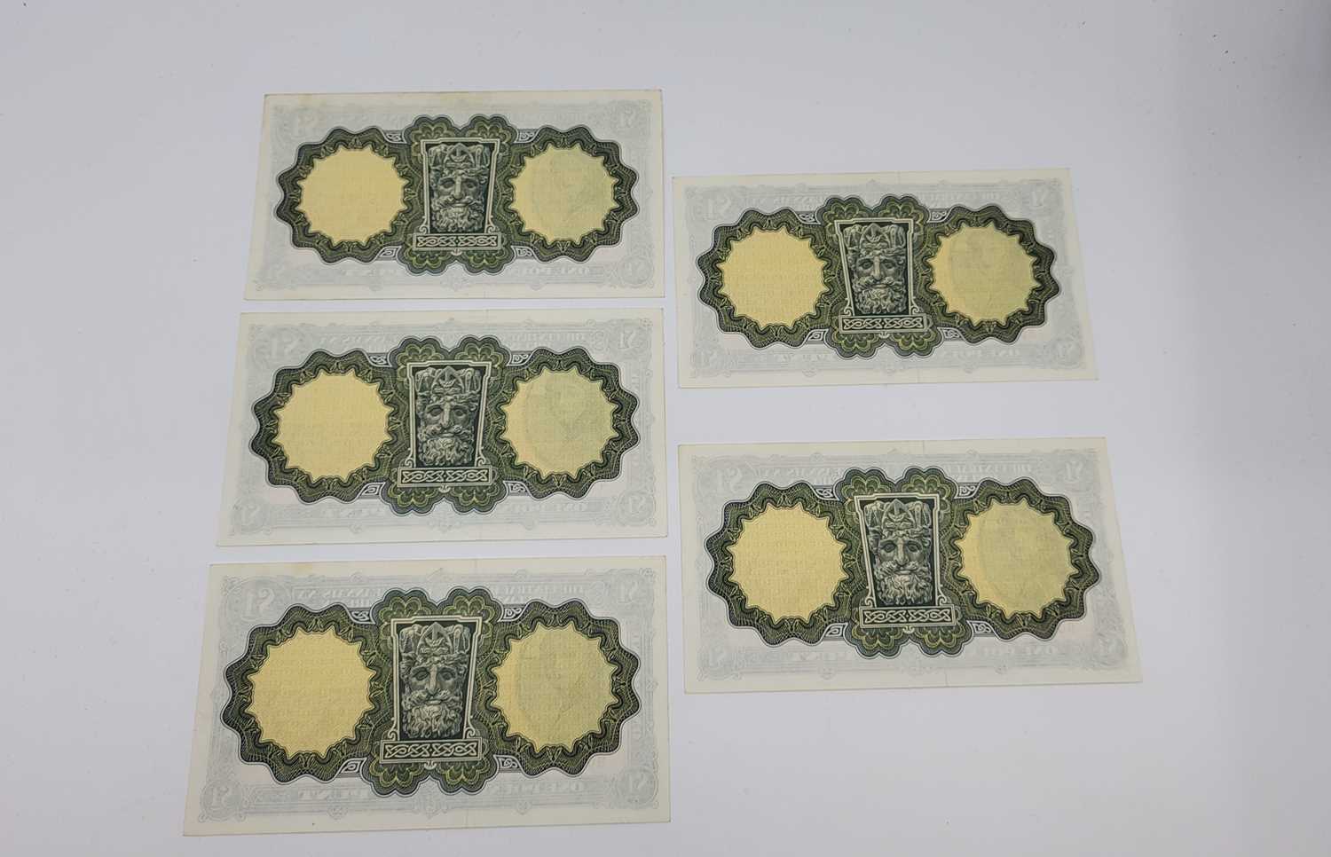Lot 495 - FIVE IRISH BANK NOTES, to include £1 Lady...
