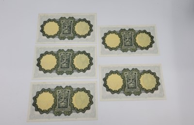 Lot 495 - FIVE IRISH BANK NOTES, to include £1 Lady...