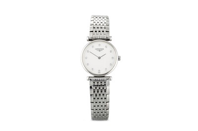 Lot 372 - A LADY'S LONGINES DIAMOND FACE MOTHER-OF-PEARL...