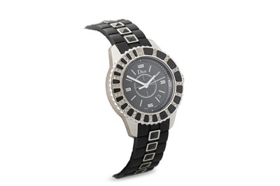 Lot 365 - A LADY'S DIAMOND SET DIOR WRISTWATCH, black...