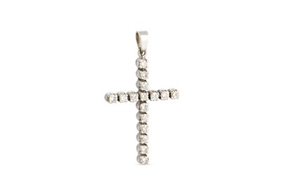 Lot 140 - AN DIAMOND SET CROSS, set with sixteen round...