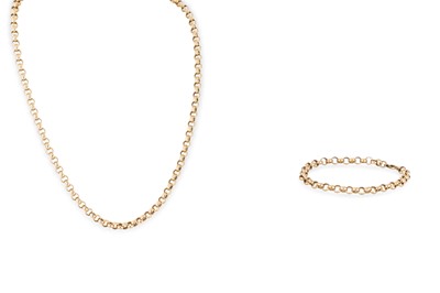 Lot 254 - A 9CT GOLD BELCHER LINK CHAIN, together with a...