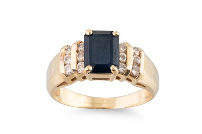 Lot 206 - A SAPPHIRE AND DIAMOND DRESS RING, the...