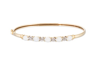 Lot 218 - AN OPAL AND DIAMOND BANGLE, mounted in 10ct...
