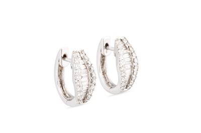 Lot 173 - A PAIR OF DIAMOND SET EARRINGS, set with...