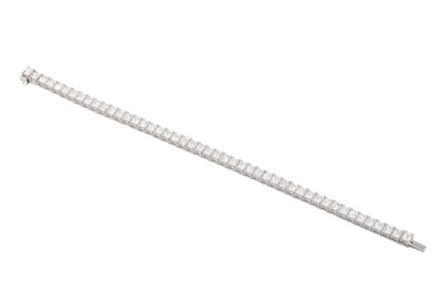 Lot 340 - A PRINCESS CUT DIAMOND LINE BRACELET, mounted...