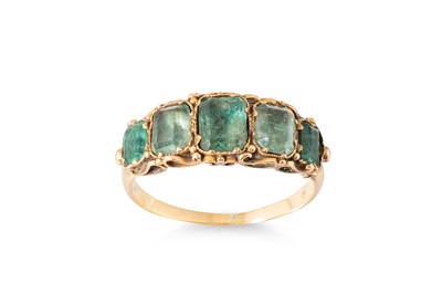 Lot 398 - AN EARLY 19TH CENTURY EMERALD SET FIVE STONE...