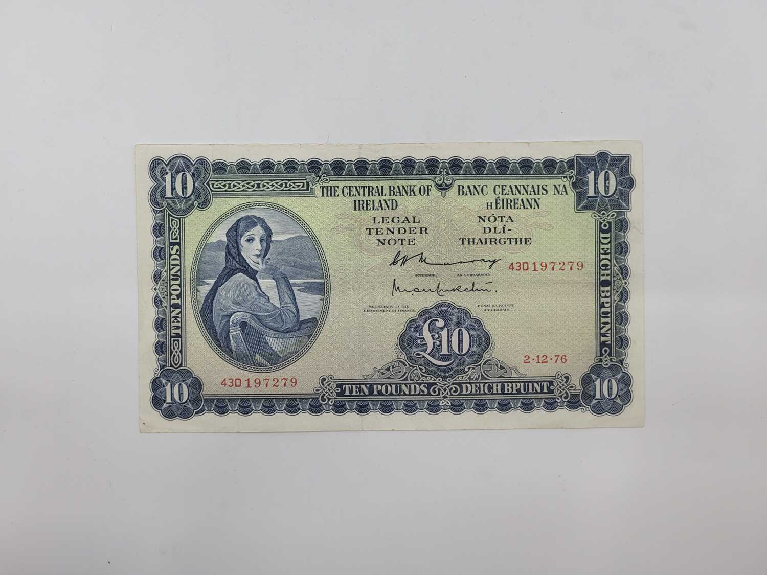 Lot 450 - A £10 LADY LAVERY IRISH BANKNOTE, 2.12.76,...