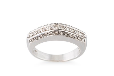 Lot 370 - A DIAMOND TRIPLE ROW UNUSUAL HALF HOOP RING,...