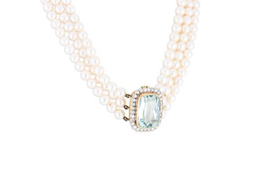 Lot 184 - A THREE-STRANDED PEARL CHOKER NECKLACE,...