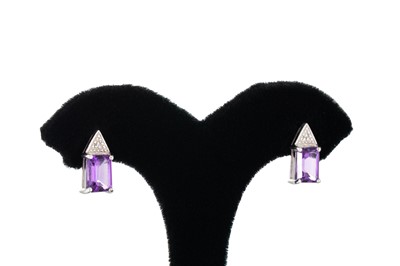 Lot 56 - THREE PAIRS OF EARRINGS, two set with amethyst,...