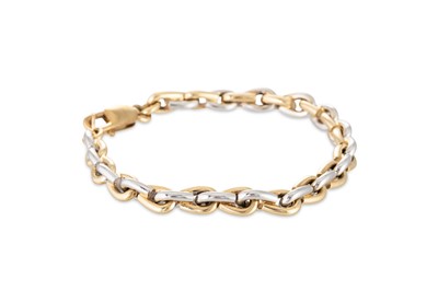 Lot 285 - A TWO COLOUR 9CT GOLD CURB LINK BRACELET,...