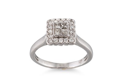 Lot 26 - A DIAMOND SQUARE CLUSTER RING, mounted in 9ct...