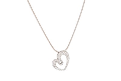 Lot 211 - A DIAMOND HEART PENDANT, the pavé set heart...